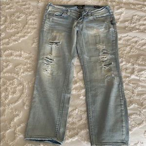 Silver Boyfriend Jean Crops